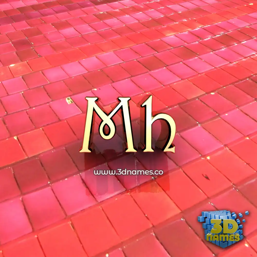 mh in Red Tiles style - 3D name wallpaper