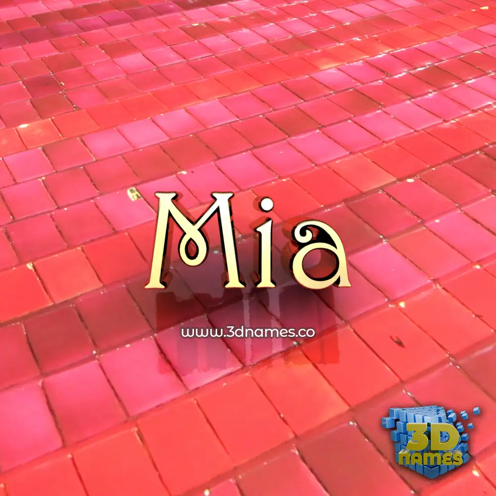 mia in Red Tiles style - 3D name wallpaper