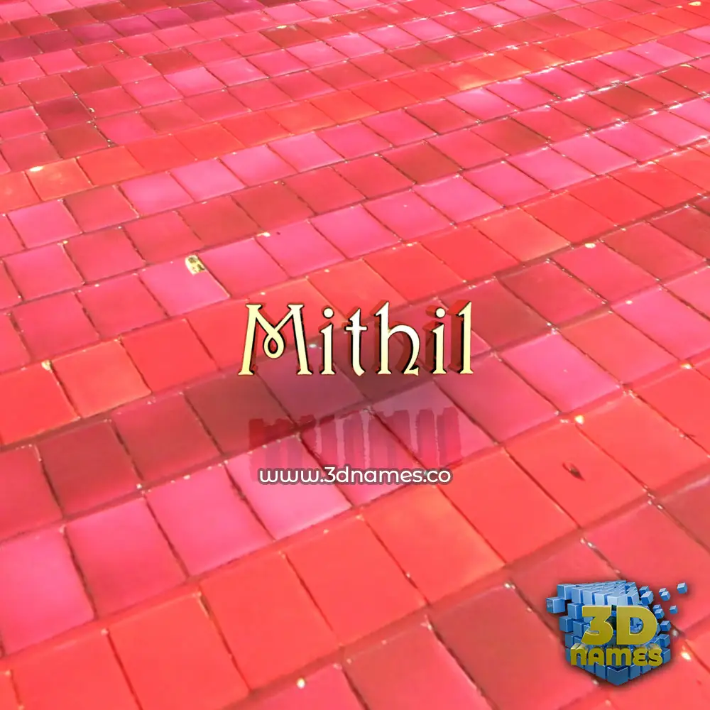mithil in Red Tiles style - 3D name wallpaper