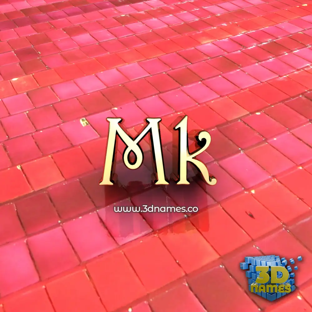 mk in Red Tiles style - 3D name wallpaper