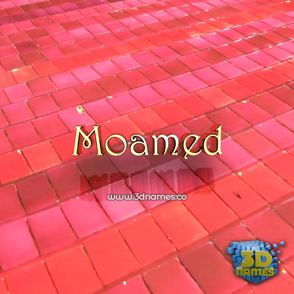 moamed in Red Tiles style - 3D name wallpaper