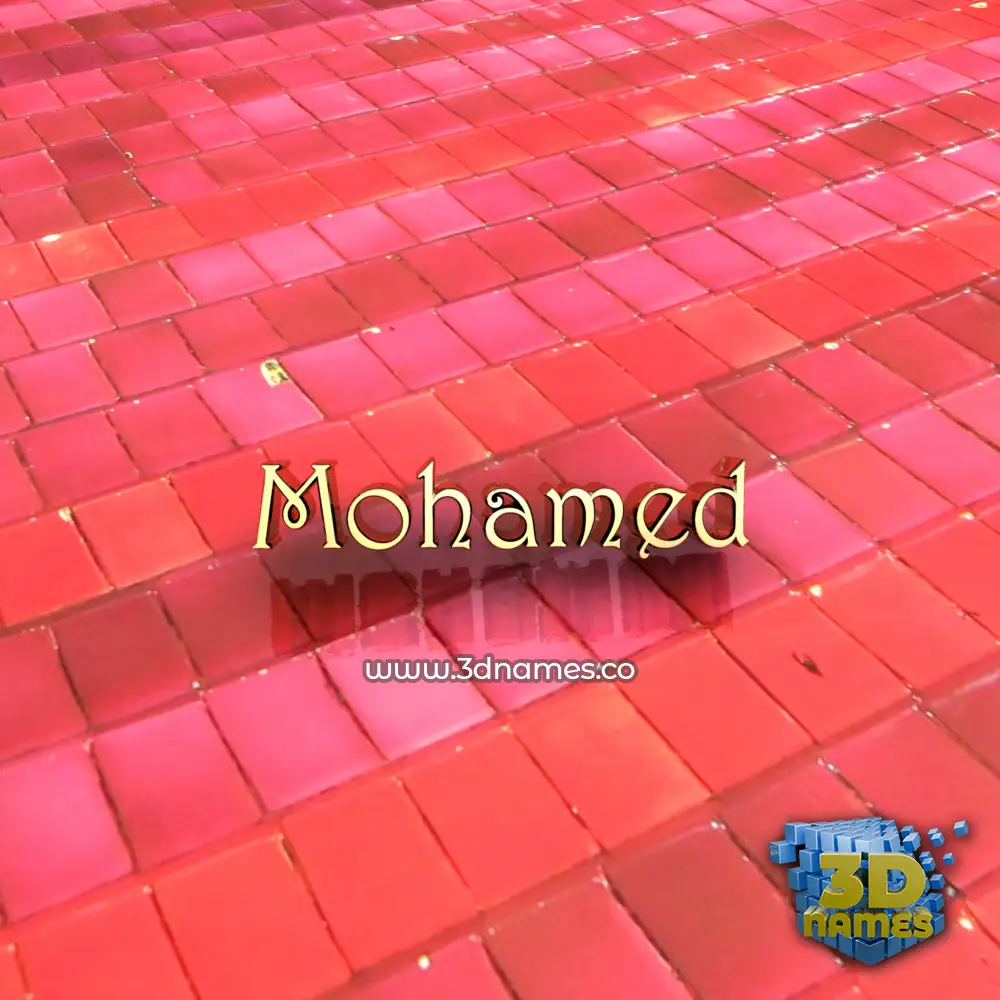 mohamed in Red Tiles style - 3D name wallpaper