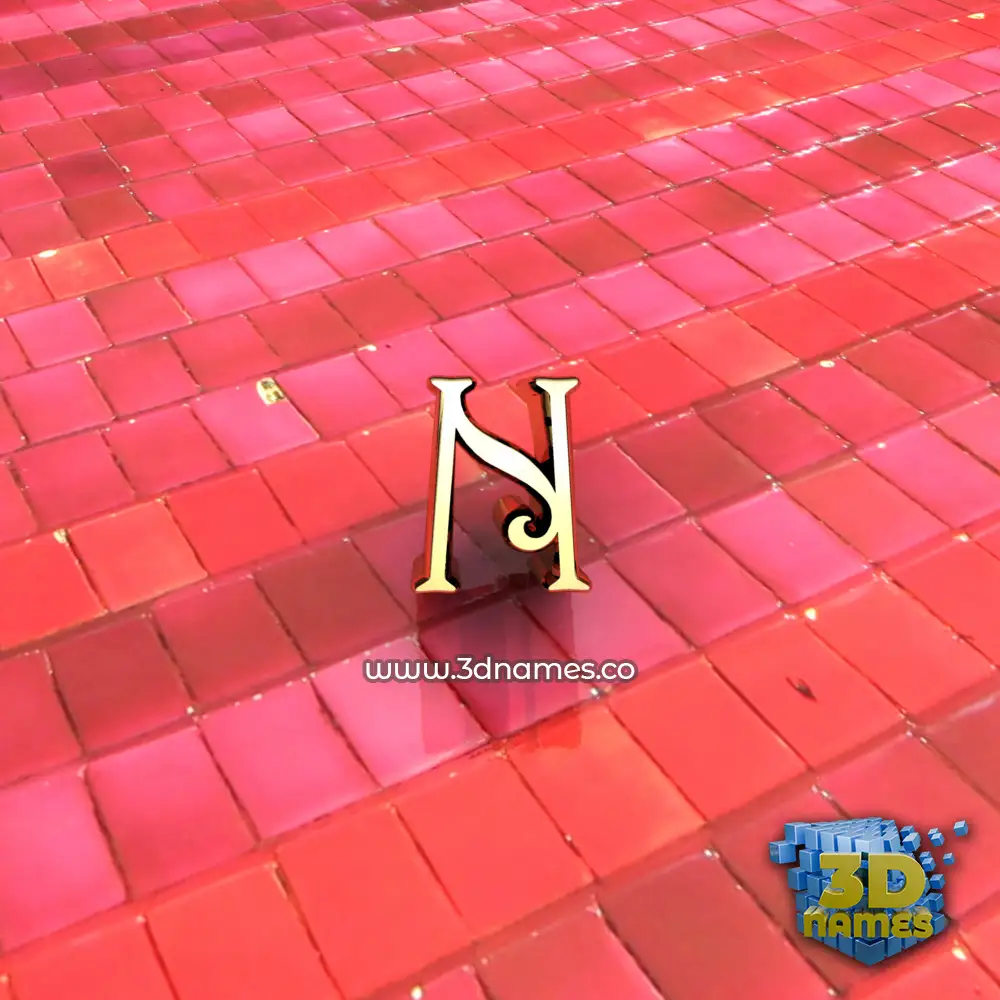n in Red Tiles style - 3D name wallpaper