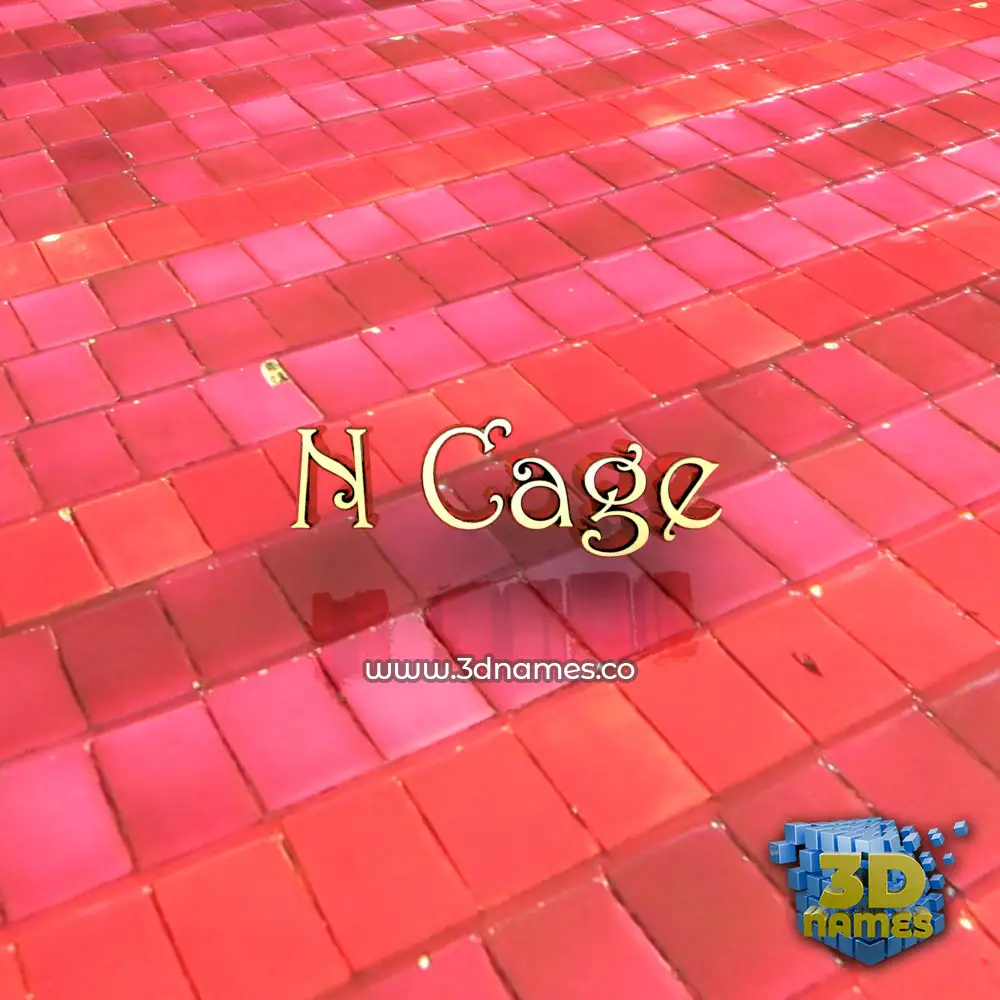 n cage in Red Tiles style - 3D name wallpaper