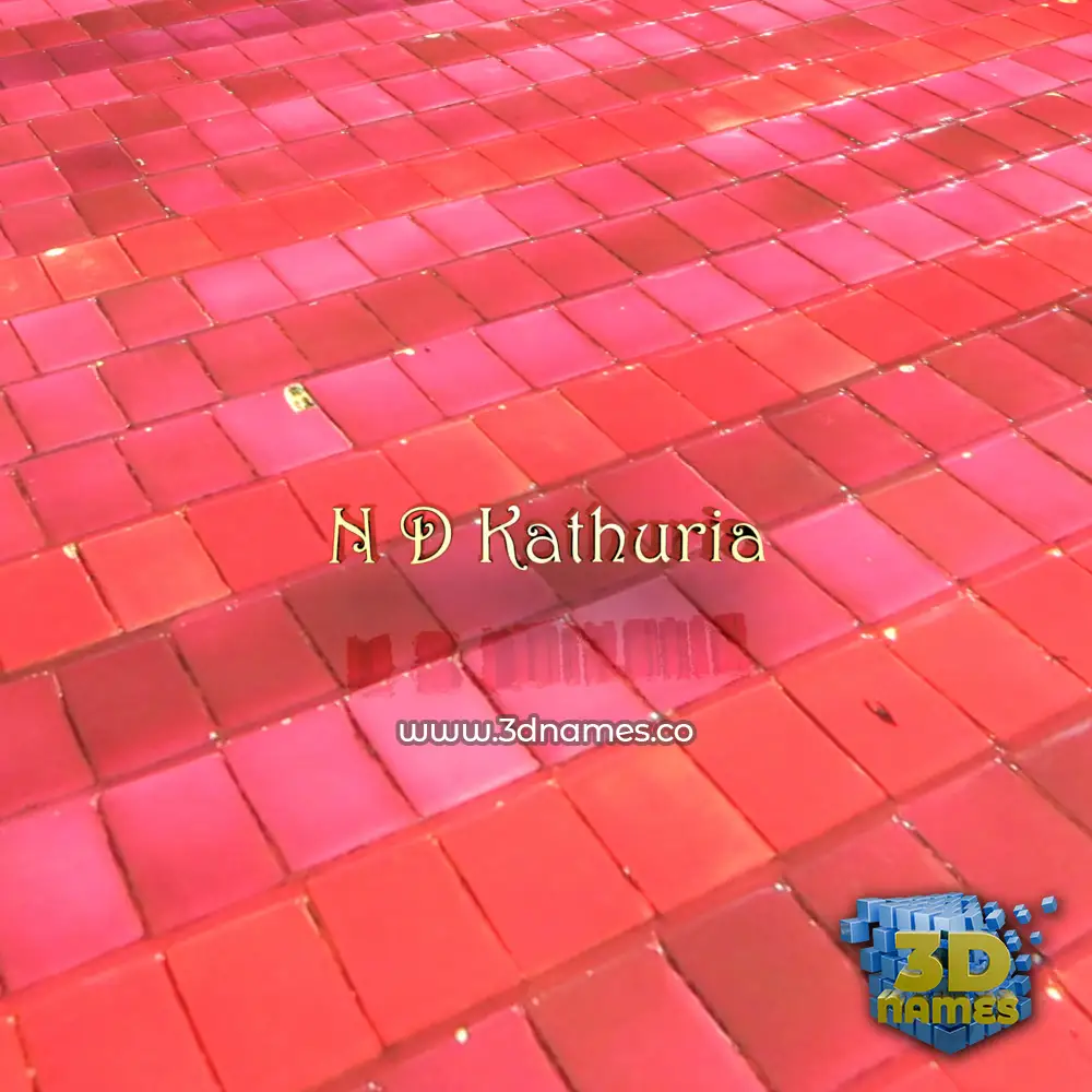 n d kathuria in Red Tiles style - 3D name wallpaper