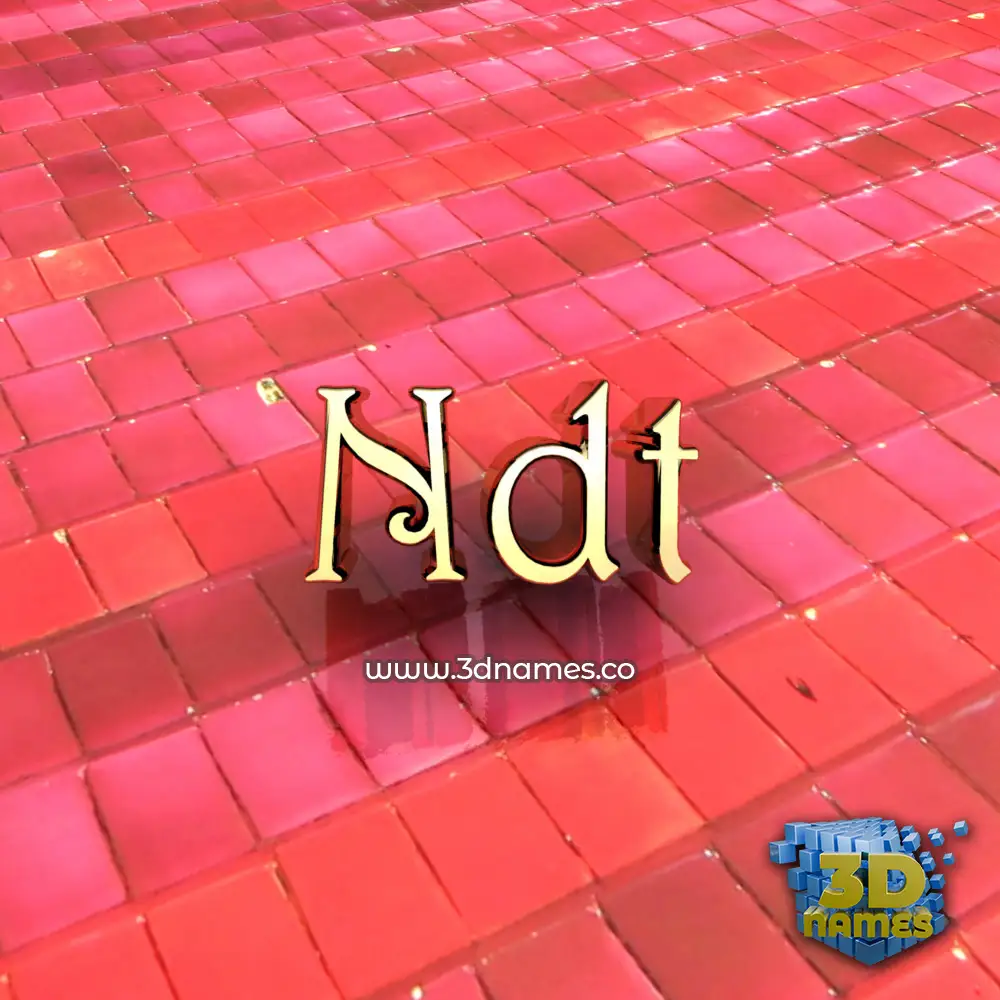 ndt in Red Tiles style - 3D name wallpaper