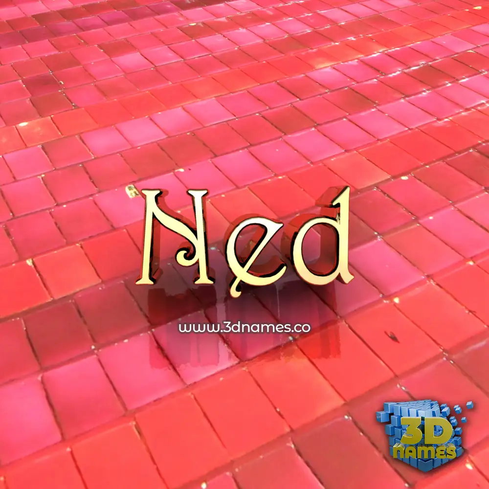 ned in Red Tiles style - 3D name wallpaper