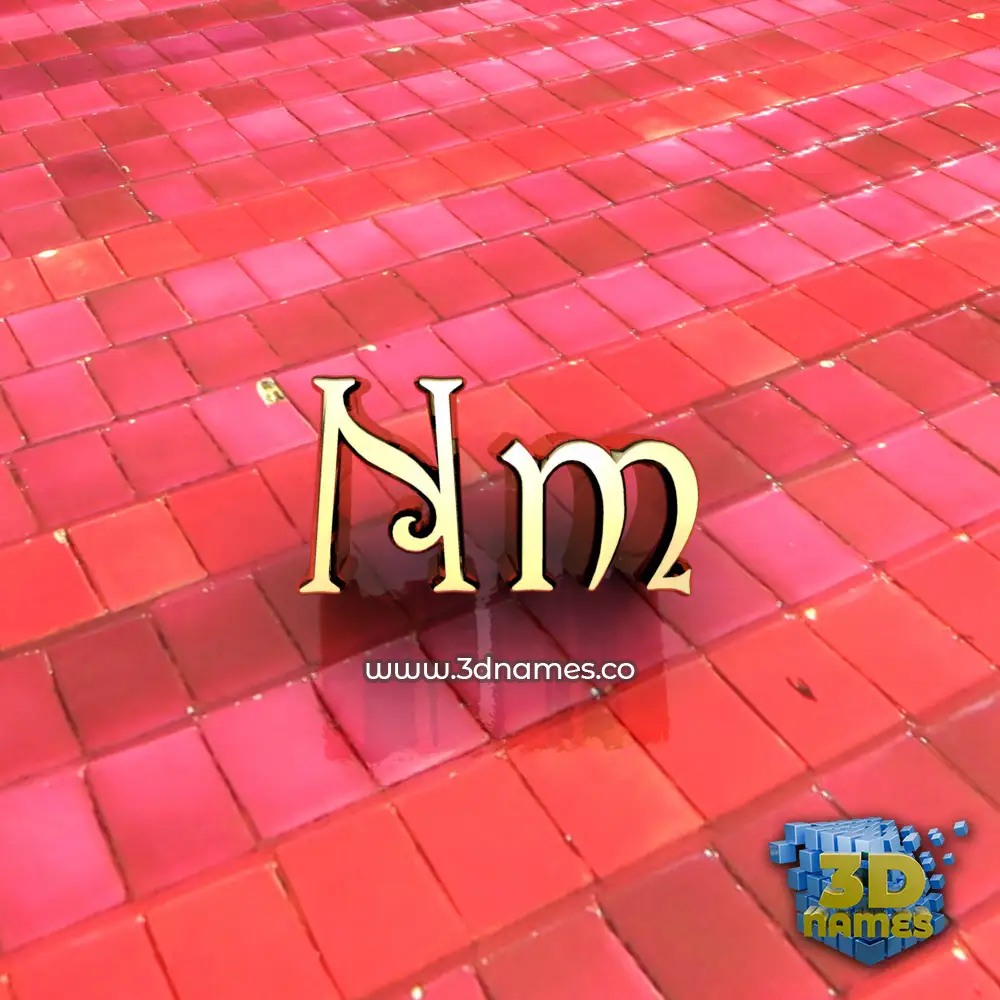 nm in Red Tiles style - 3D name wallpaper