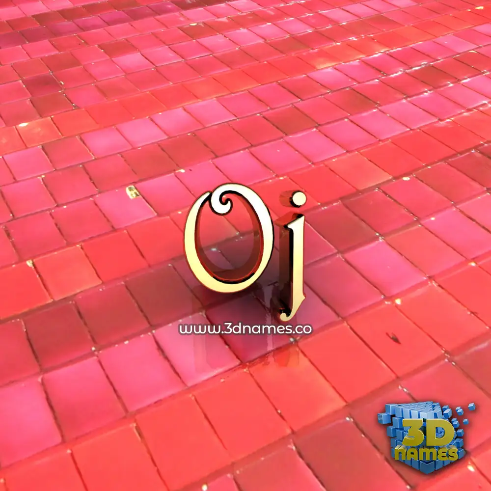oj in Red Tiles style - 3D name wallpaper