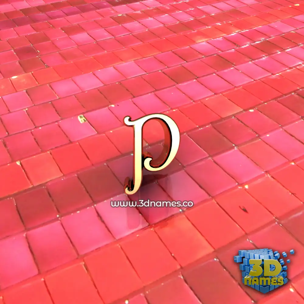 p in Red Tiles style - 3D name wallpaper