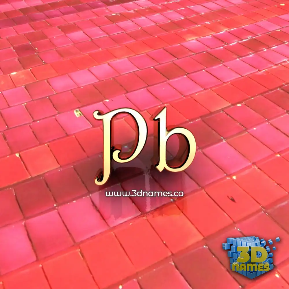 pb in Red Tiles style - 3D name wallpaper