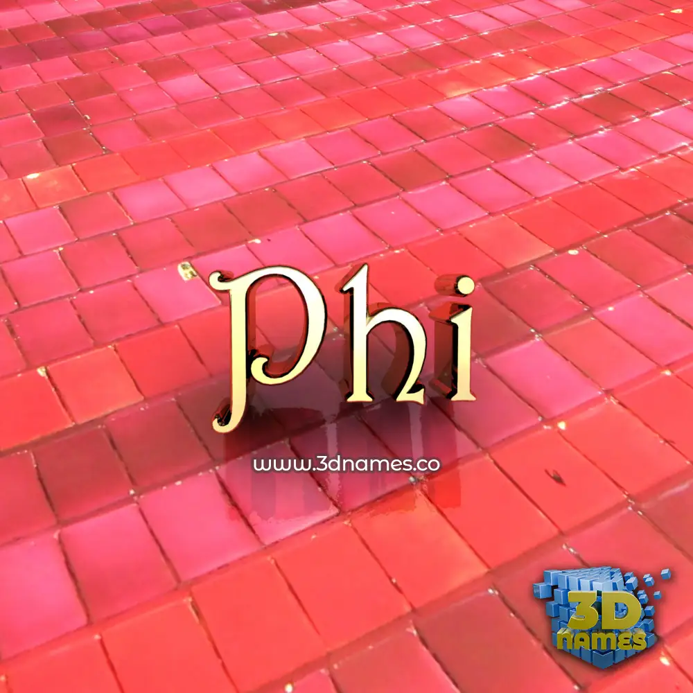 phi in Red Tiles style - 3D name wallpaper