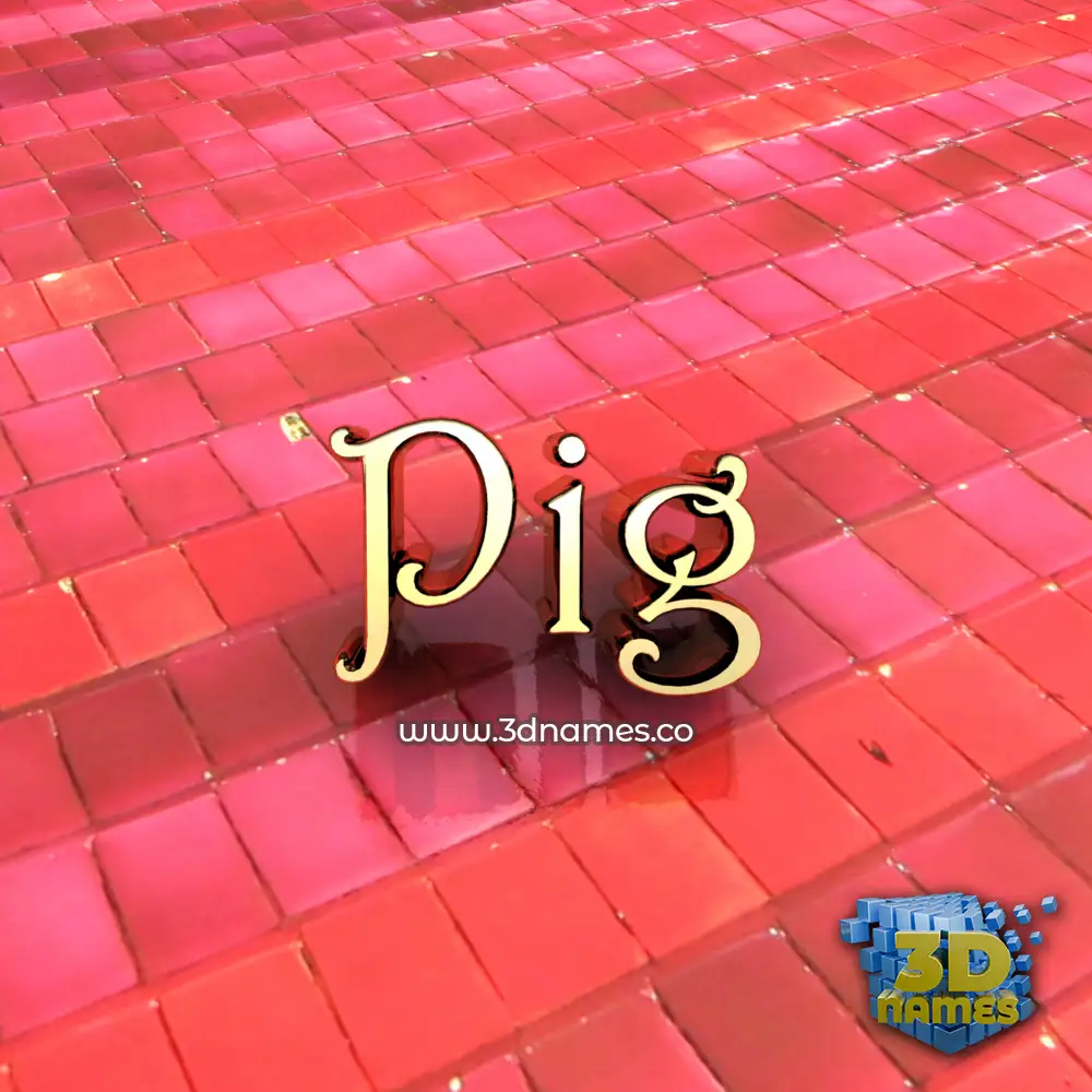pig in Red Tiles style - 3D name wallpaper