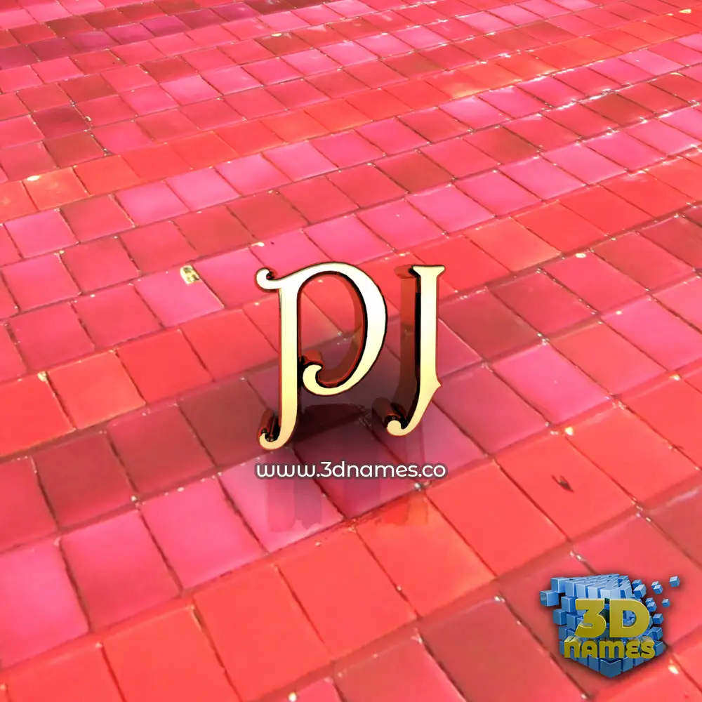pj in Red Tiles style - 3D name wallpaper