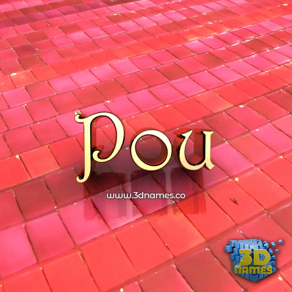 pou in Red Tiles style - 3D name wallpaper