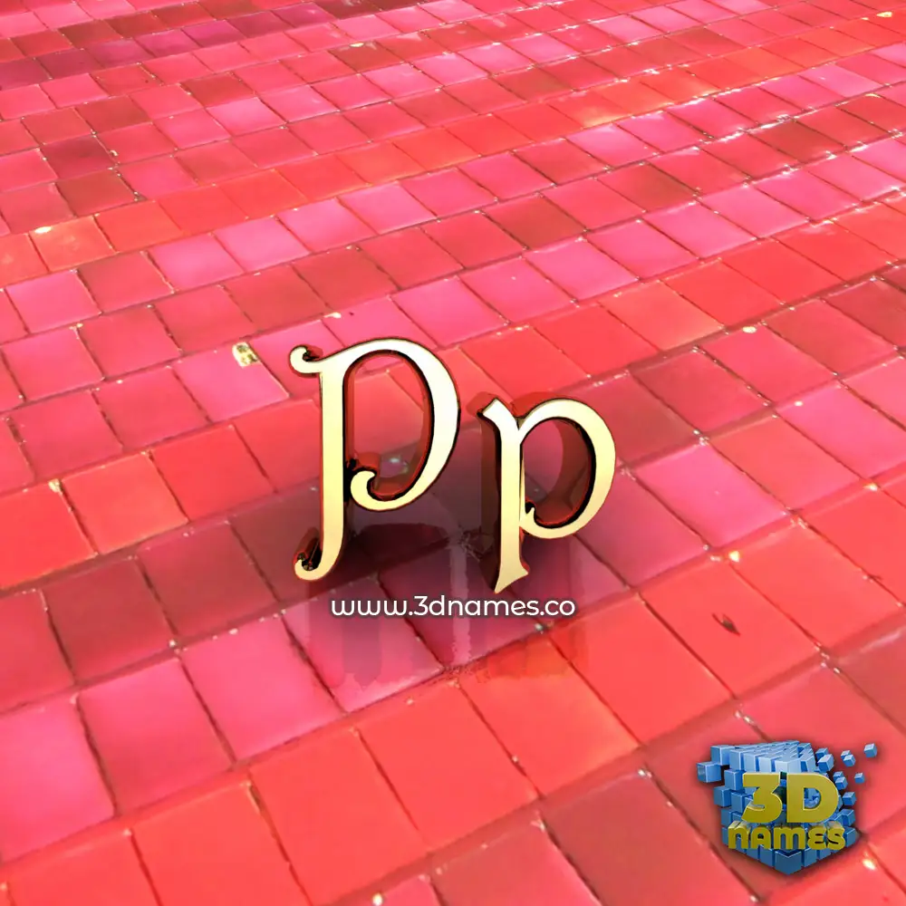 pp in Red Tiles style - 3D name wallpaper