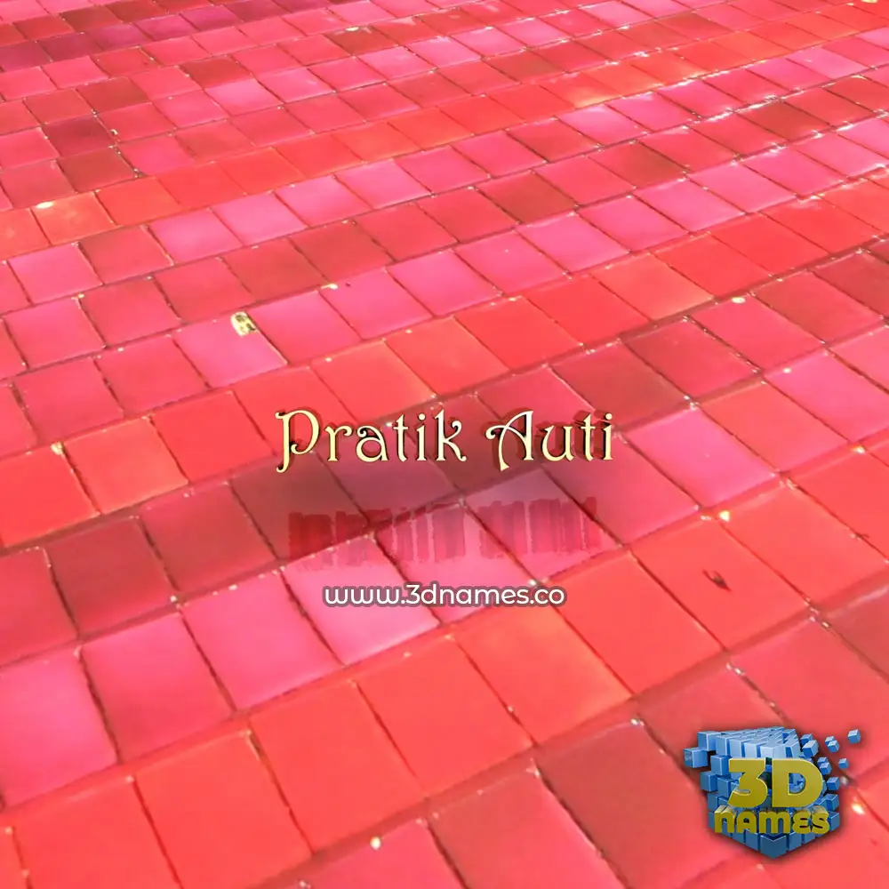 pratik auti in Red Tiles style - 3D name wallpaper