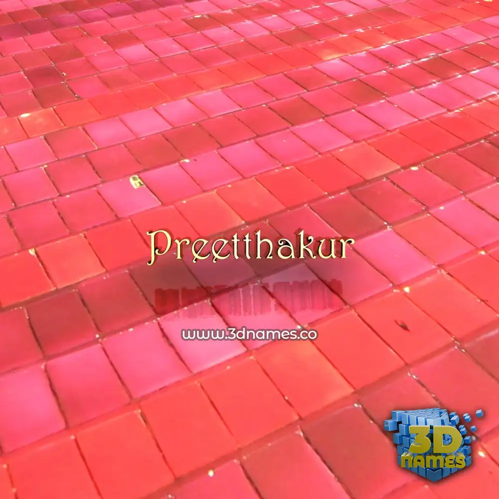 preetthakur in Red Tiles style - 3D name wallpaper