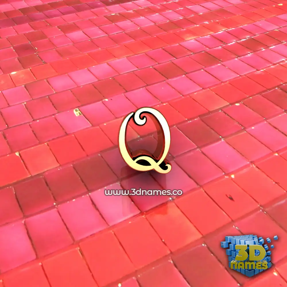 q in Red Tiles style - 3D name wallpaper