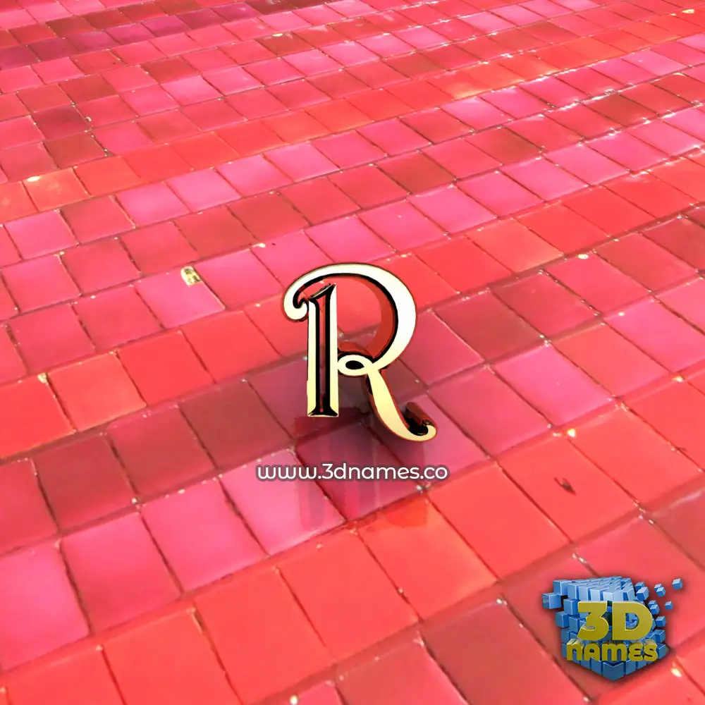 r in Red Tiles style - 3D name wallpaper