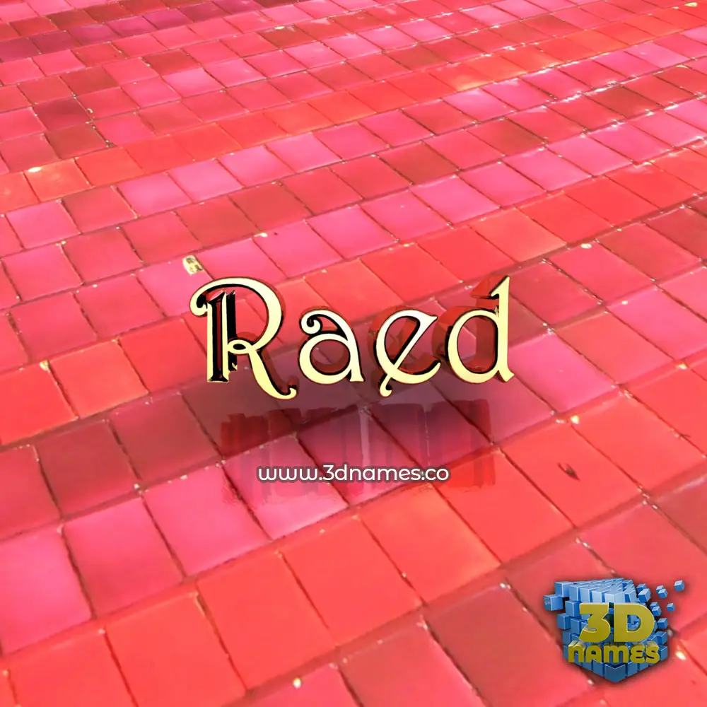raed in Red Tiles style - 3D name wallpaper