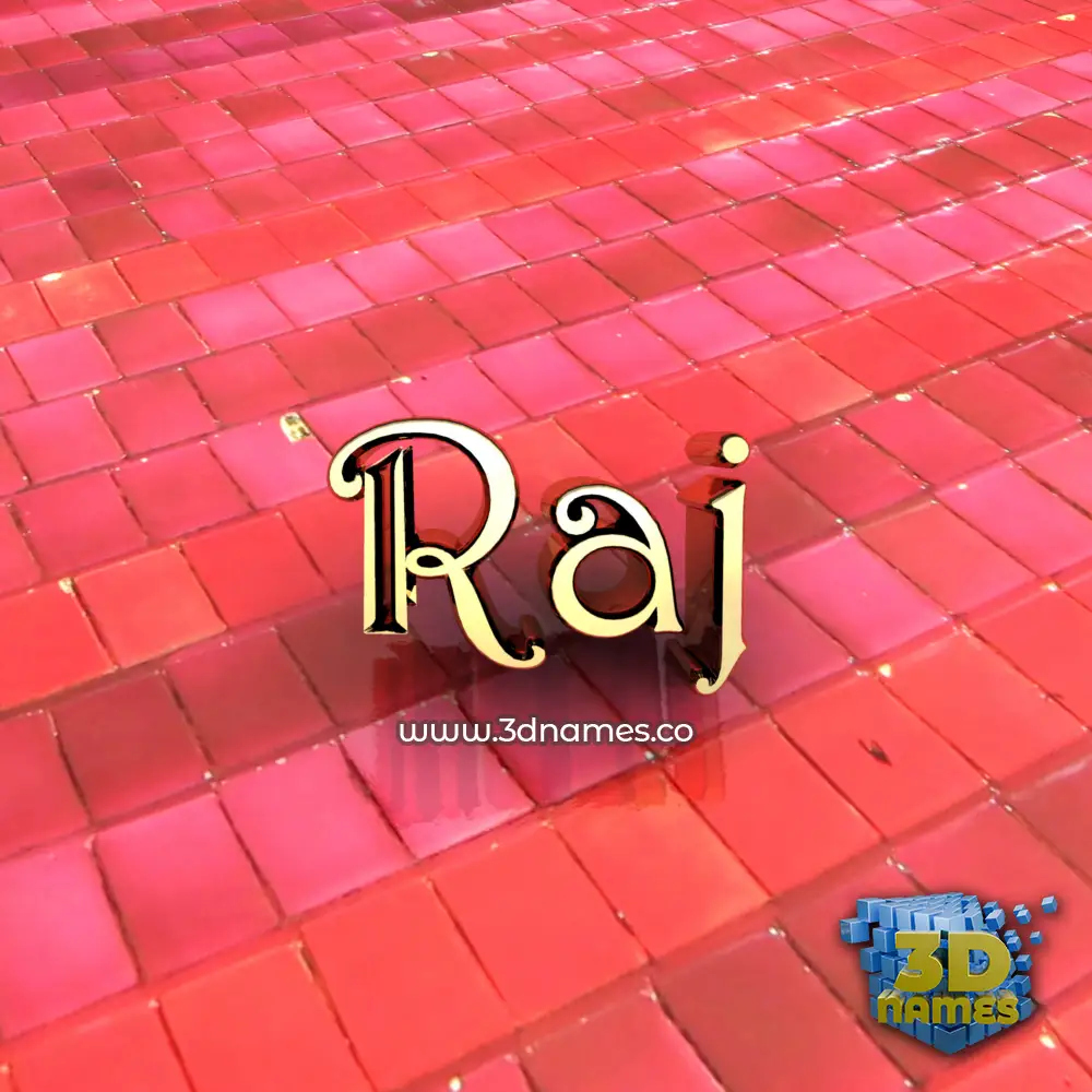 raj in Red Tiles style - 3D name wallpaper