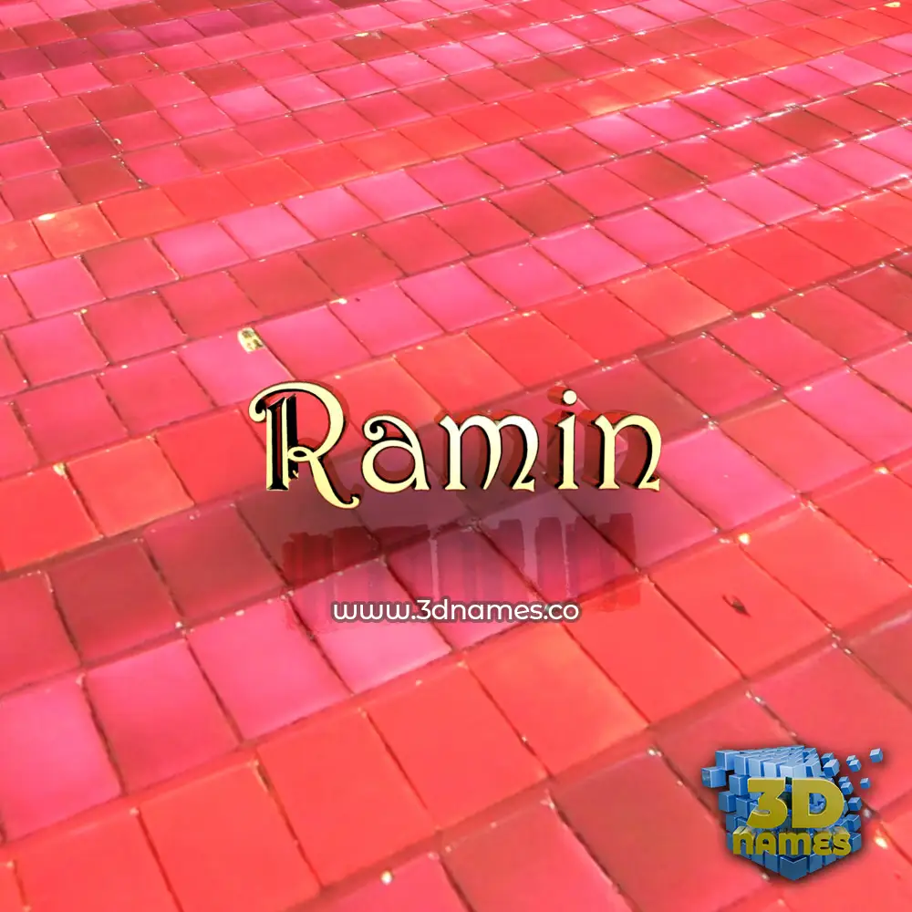 ramin in Red Tiles style - 3D name wallpaper