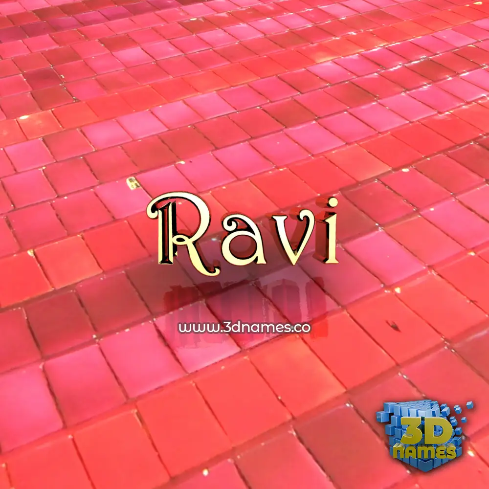 ravi in Red Tiles style - 3D name wallpaper