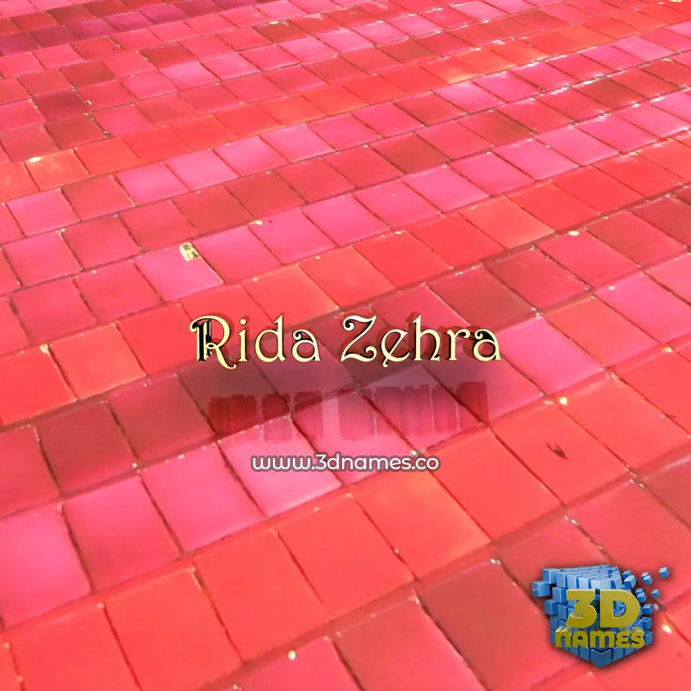 rida zehra in Red Tiles style - 3D name wallpaper