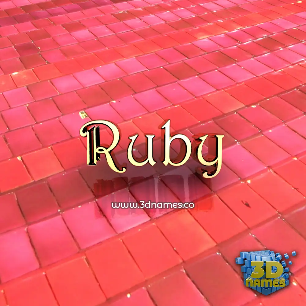 ruby in Red Tiles style - 3D name wallpaper