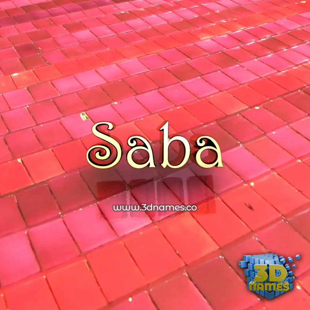 saba in Red Tiles style - 3D name wallpaper