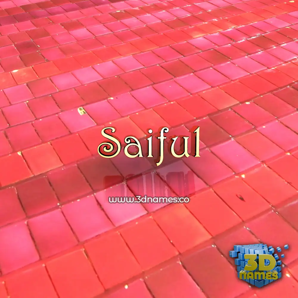 saiful in Red Tiles style - 3D name wallpaper