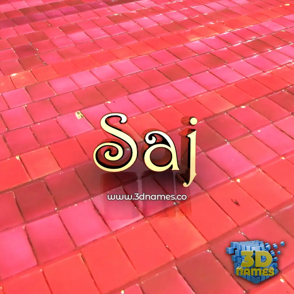 saj in Red Tiles style - 3D name wallpaper