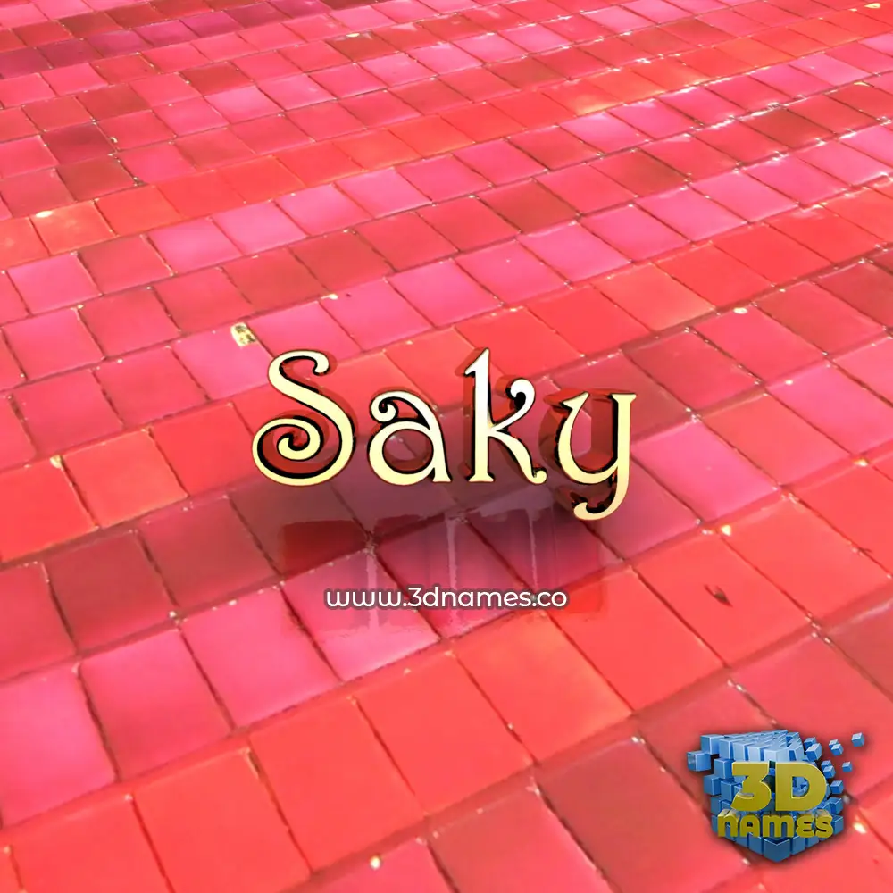 saky in Red Tiles style - 3D name wallpaper