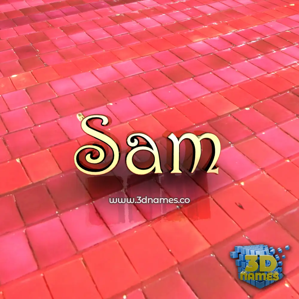 sam in Red Tiles style - 3D name wallpaper