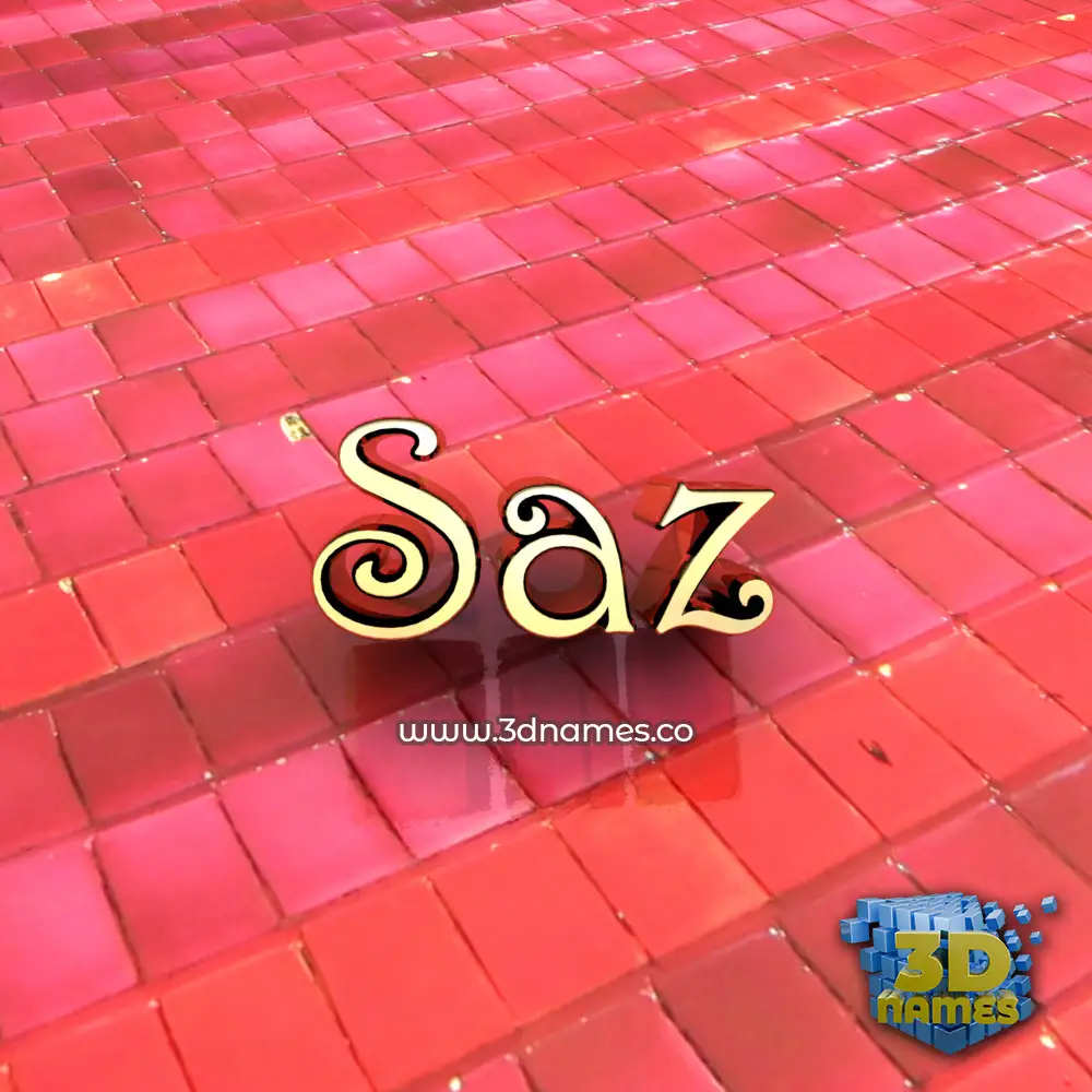 saz in Red Tiles style - 3D name wallpaper