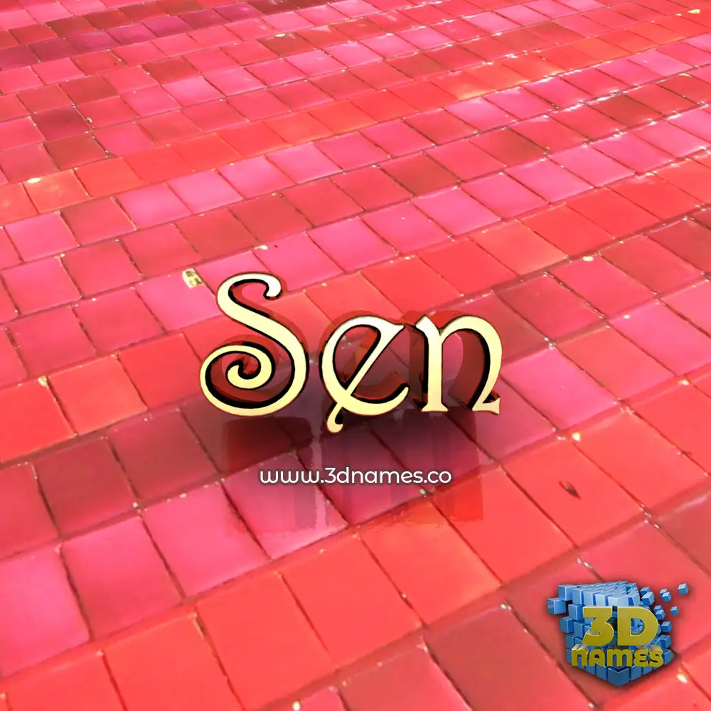 sen in Red Tiles style - 3D name wallpaper