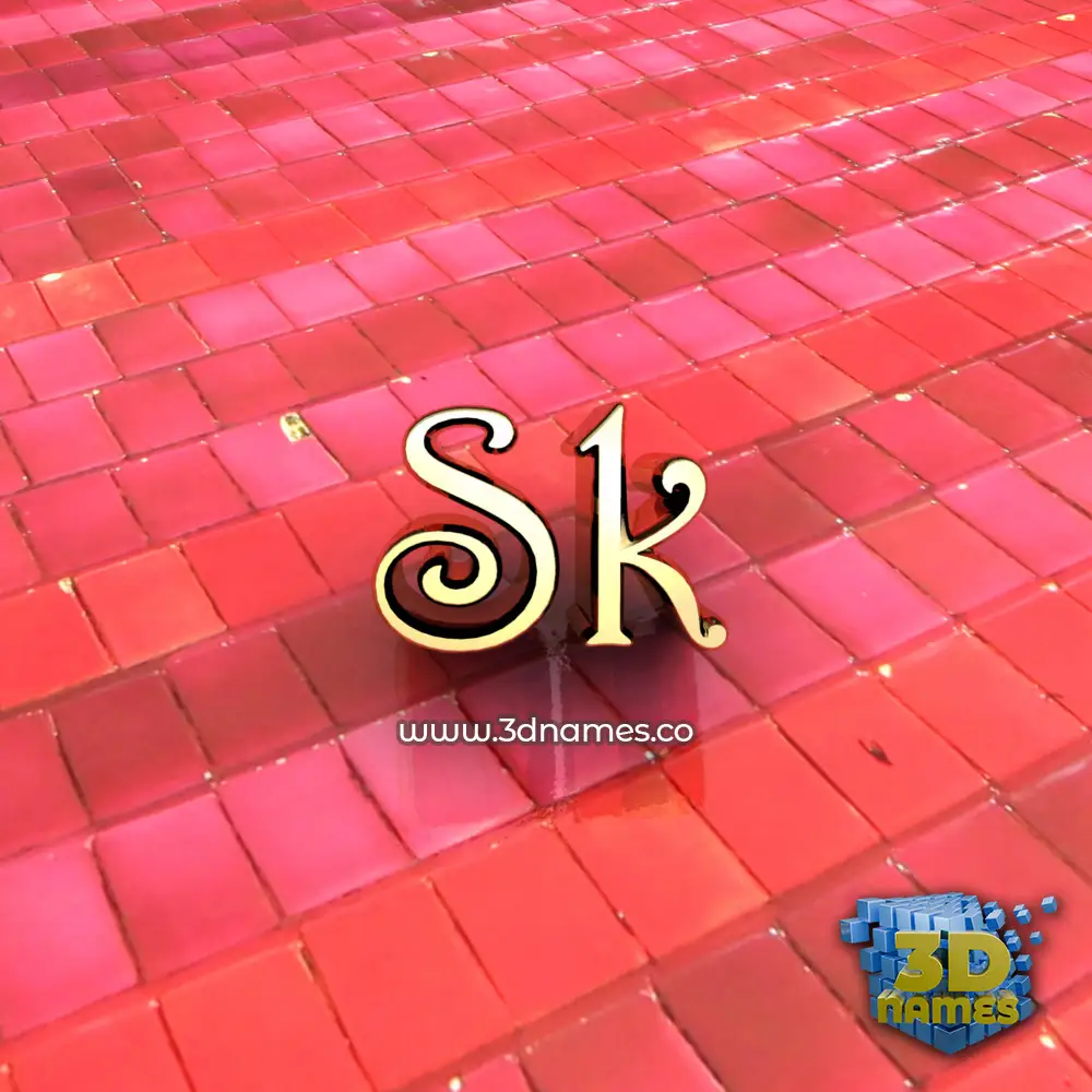 sk in Red Tiles style - 3D name wallpaper