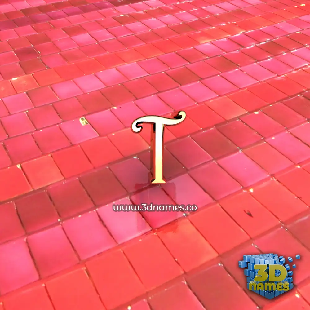 t in Red Tiles style - 3D name wallpaper