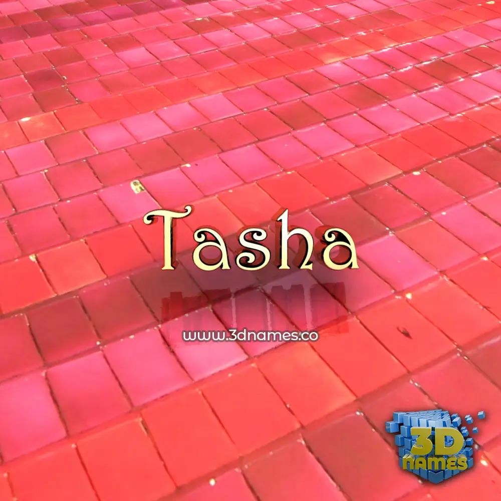 tasha in Red Tiles style - 3D name wallpaper