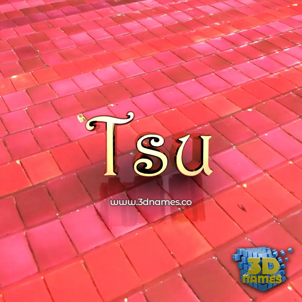 tsu in Red Tiles style - 3D name wallpaper