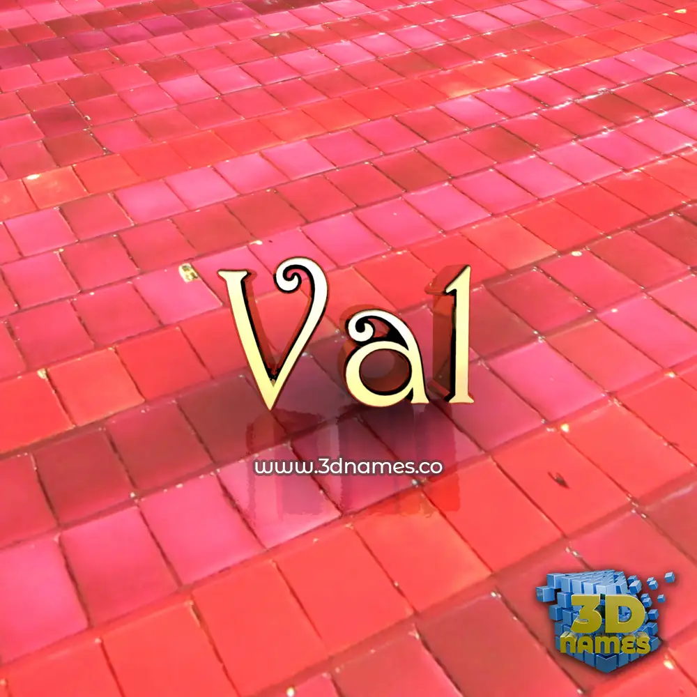 val in Red Tiles style - 3D name wallpaper