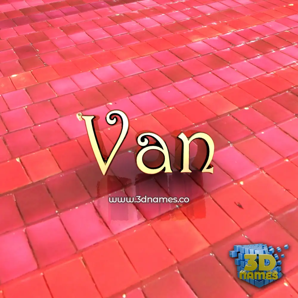 van in Red Tiles style - 3D name wallpaper