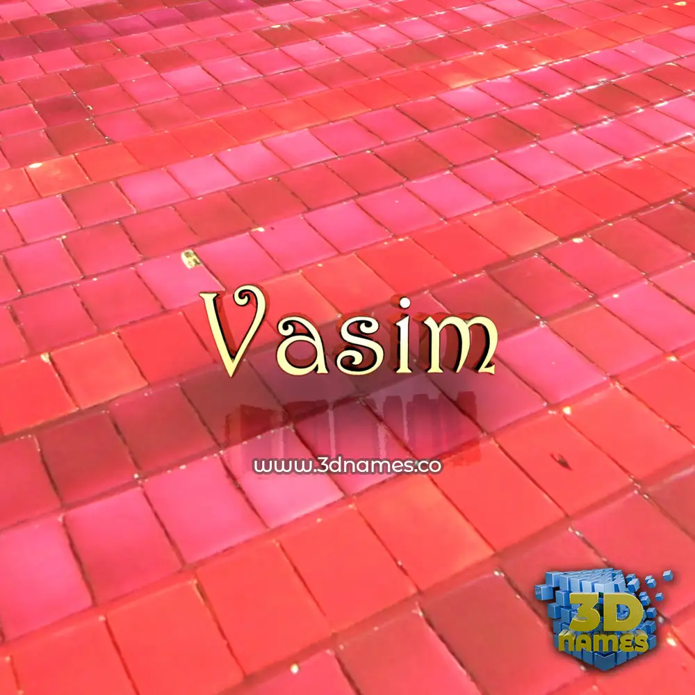 vasim in Red Tiles style - 3D name wallpaper