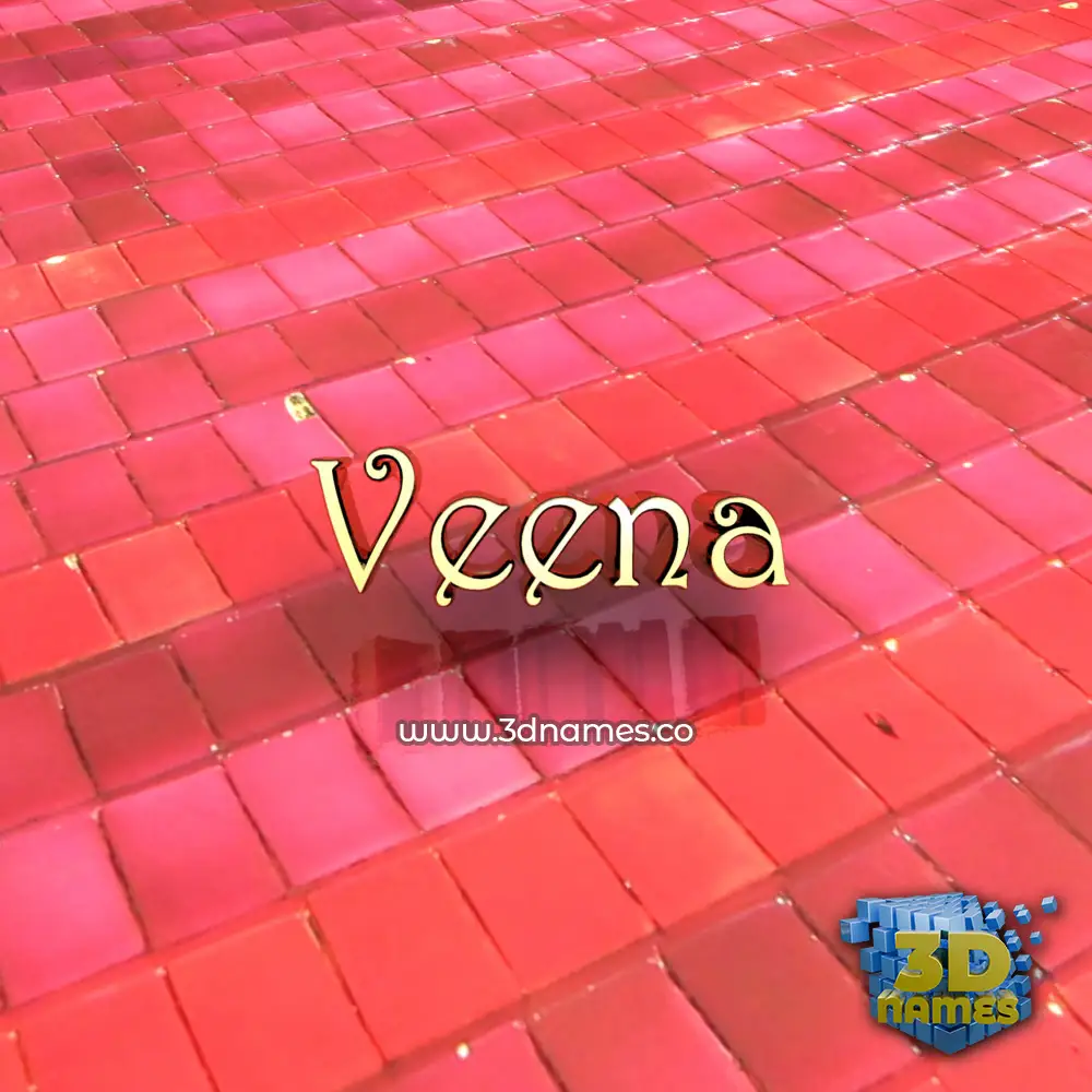 veena in Red Tiles style - 3D name wallpaper