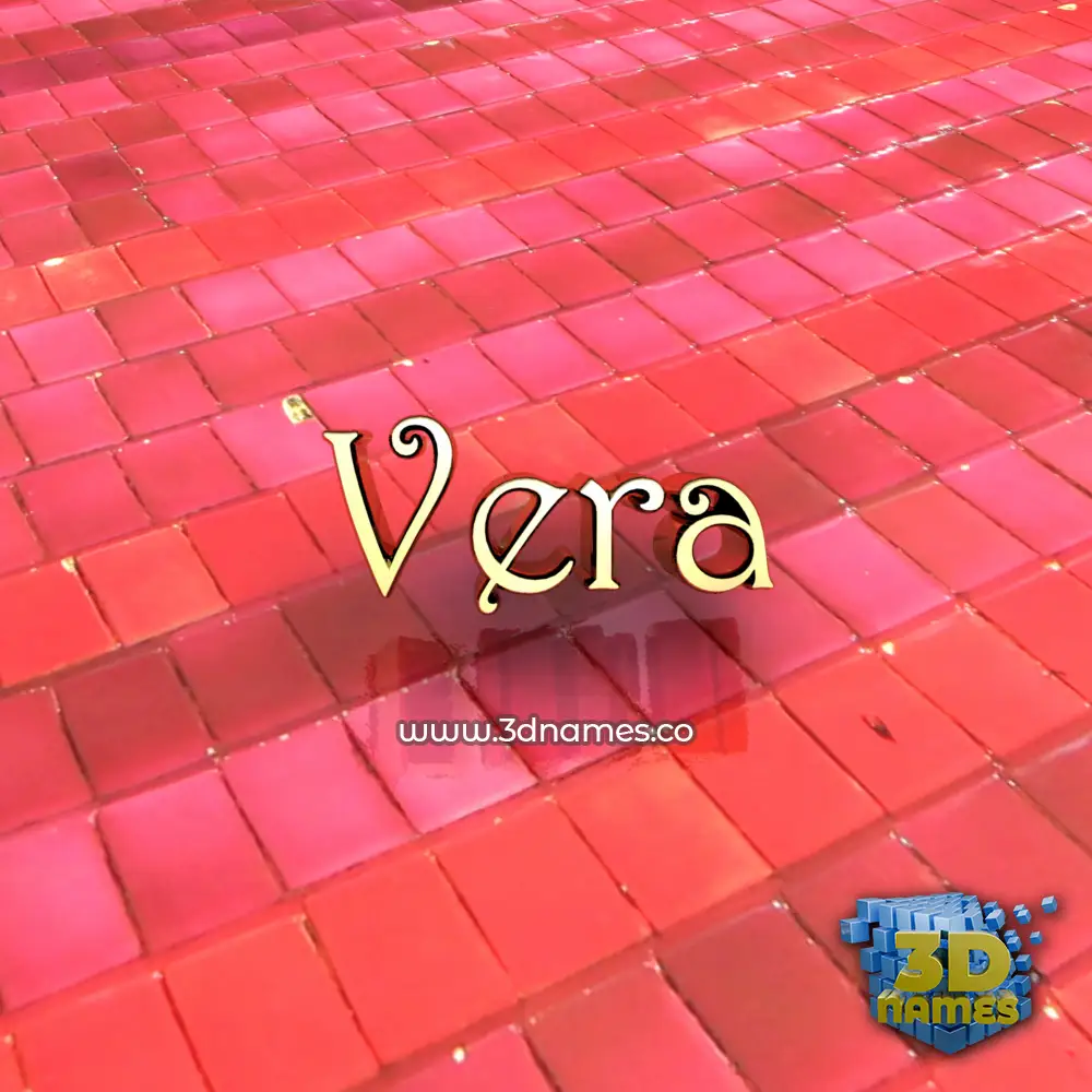 vera in Red Tiles style - 3D name wallpaper