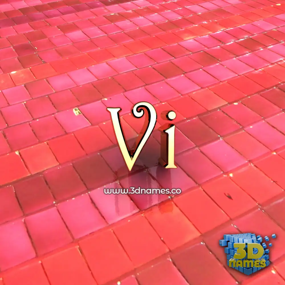 vi in Red Tiles style - 3D name wallpaper