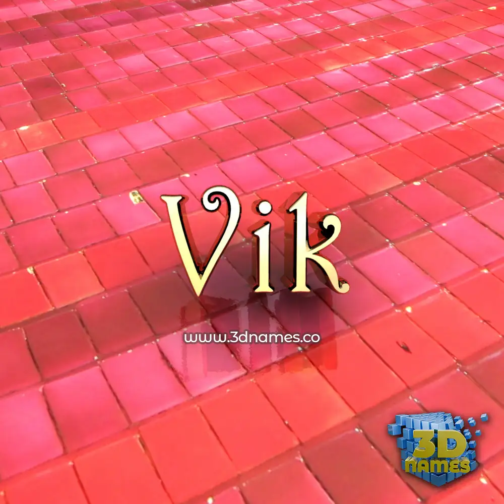 vik in Red Tiles style - 3D name wallpaper