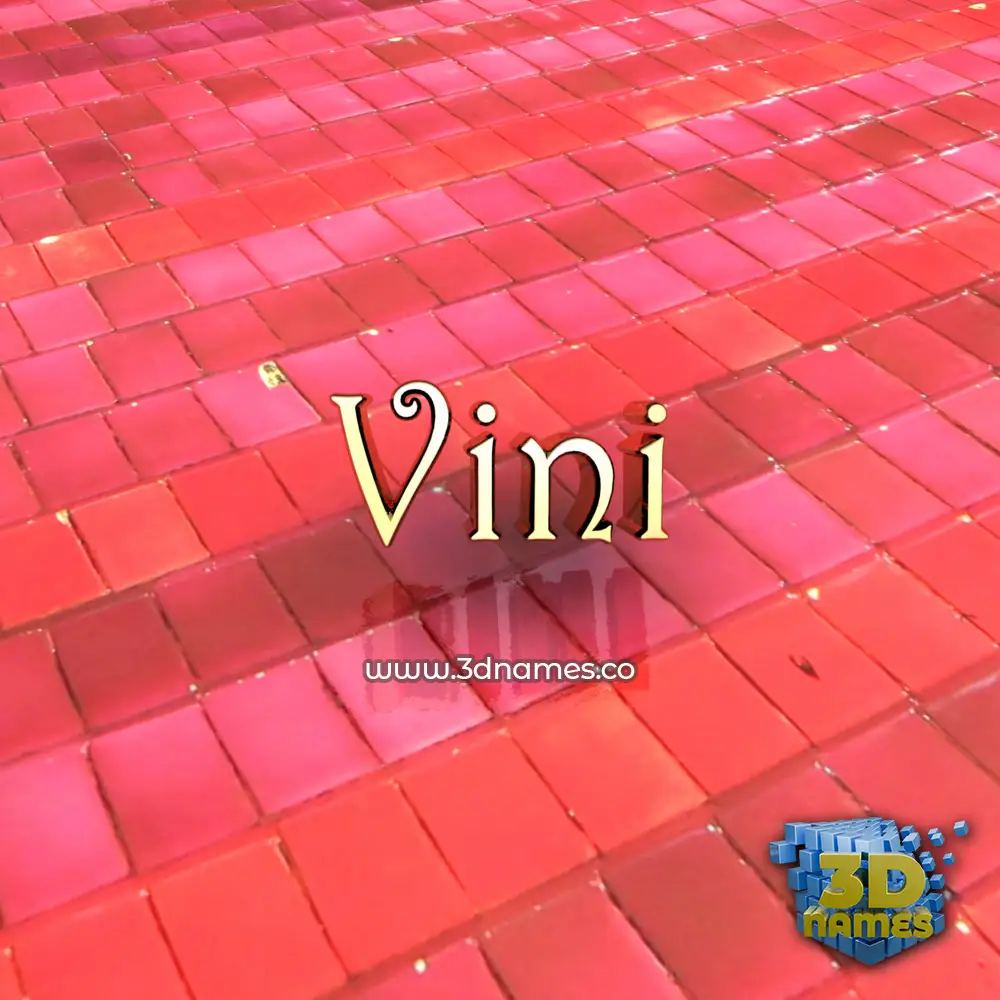 vini in Red Tiles style - 3D name wallpaper