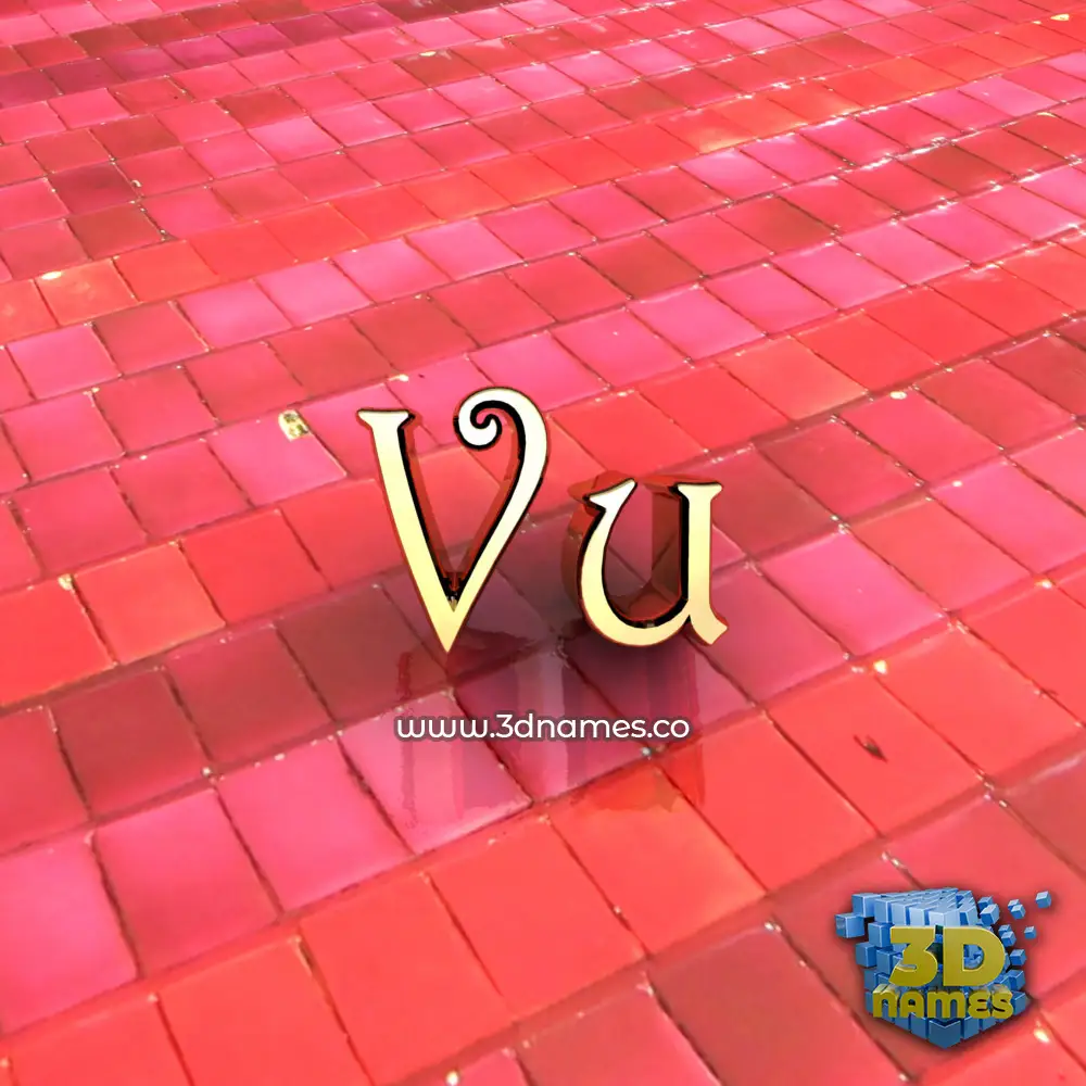 vu in Red Tiles style - 3D name wallpaper